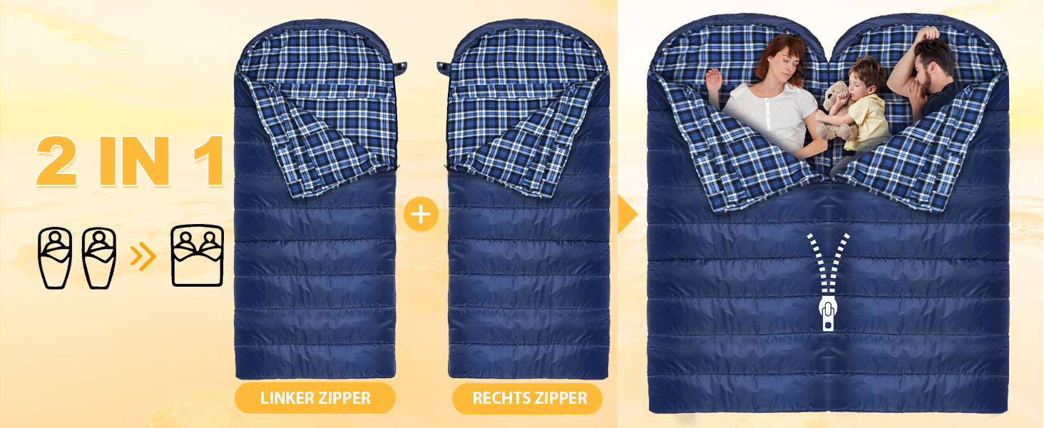Сплячий мішок XXL для дорослих, 3-4 сезони, фланель, для кемпінгу та зимового відпочинку, 230x90 см, з сумкою, вологостійкий та теплий, блакитний