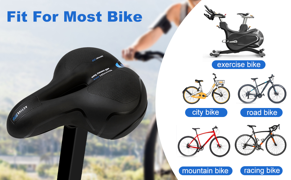 Велосипедне сідло з гелевою вставкою, широке, м'яке, комфортне, дихаюче, амортизуюче, ергономічне, з водонепроникним чохлом, чорне