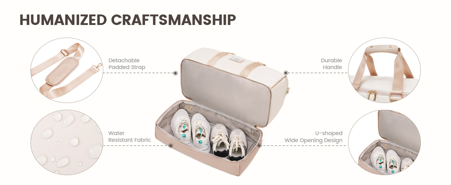 Сумка-валіза LOVEVOOK для жінок, 37L, для подорожей, вихідної подорожі, пологового будинку з косметичкою, відділенням для взуття та мокрих речей, водонепроникна спортивна сумка, Gym Yoga Bag, ручна поклажа для спорту, відпустки, літака, бежево-рожева