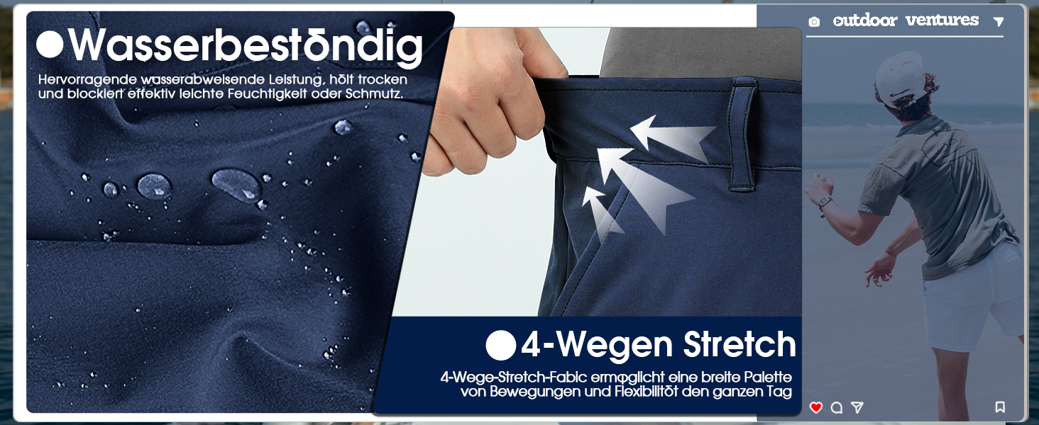 Чоловічі шорти для гольфу Outdoor Ventures UPF 50+ Stretch Dry Fit, швидкосохнучі бермуди з кишенями, темно-сині, розмір 32