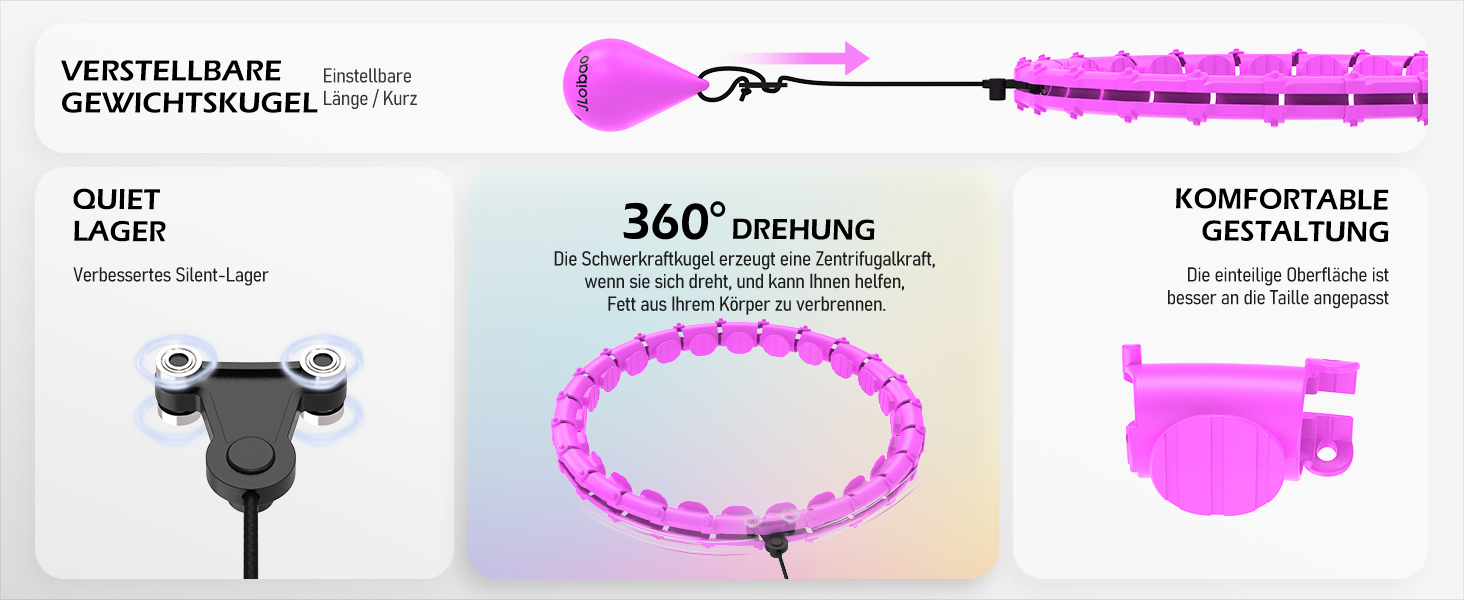 Обруч для схуднення з ваговим кільцем Smart Hoop для дорослих та початківців, фіолетовий, 120 см (77-132 см)