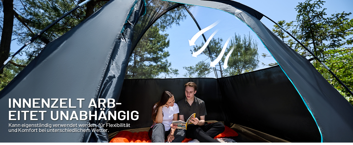 Намет TIMBER RIDGE для кемпінгу на 4 особи з висотою 190 см. Водонепроникний намет з тамбуром, вентиляційними отворами. Сімейний куполоподібний намет для відпочинку на природі, подорожей, трекінгу, фестивалів та саду.