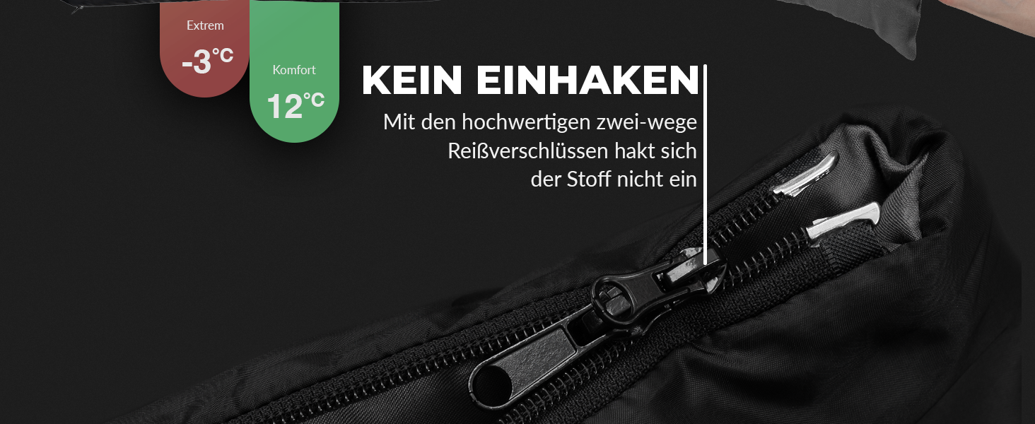 Спальний мішок для кемпінгу з капюшоном до -3°C з подушкою - теплий зимовий та літній спальник 3-4 сезони (75 x 220 см) - туристичний спальник для жінок та чоловіків (чорний, 280GSM)