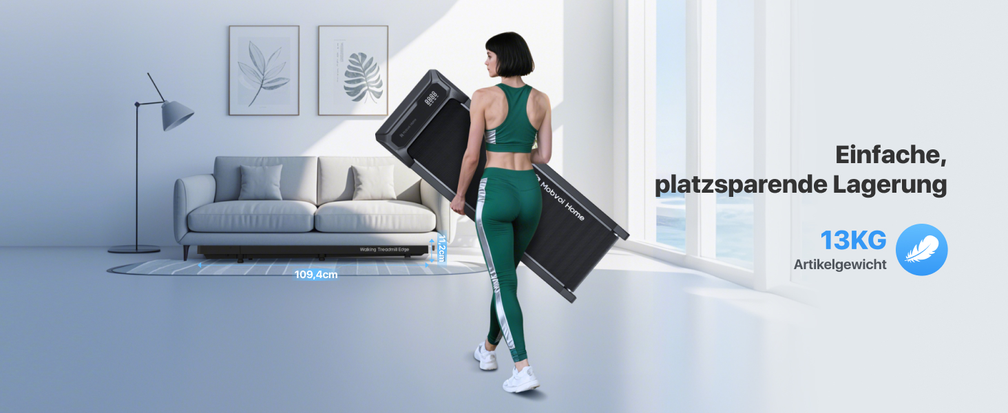 Mobvoi Walking Pad Smart KI: компактний біговий тренажер 2-в-1 для дому та офісу, LED-дисплей, керування пультом, 6 км/год, до 120 кг