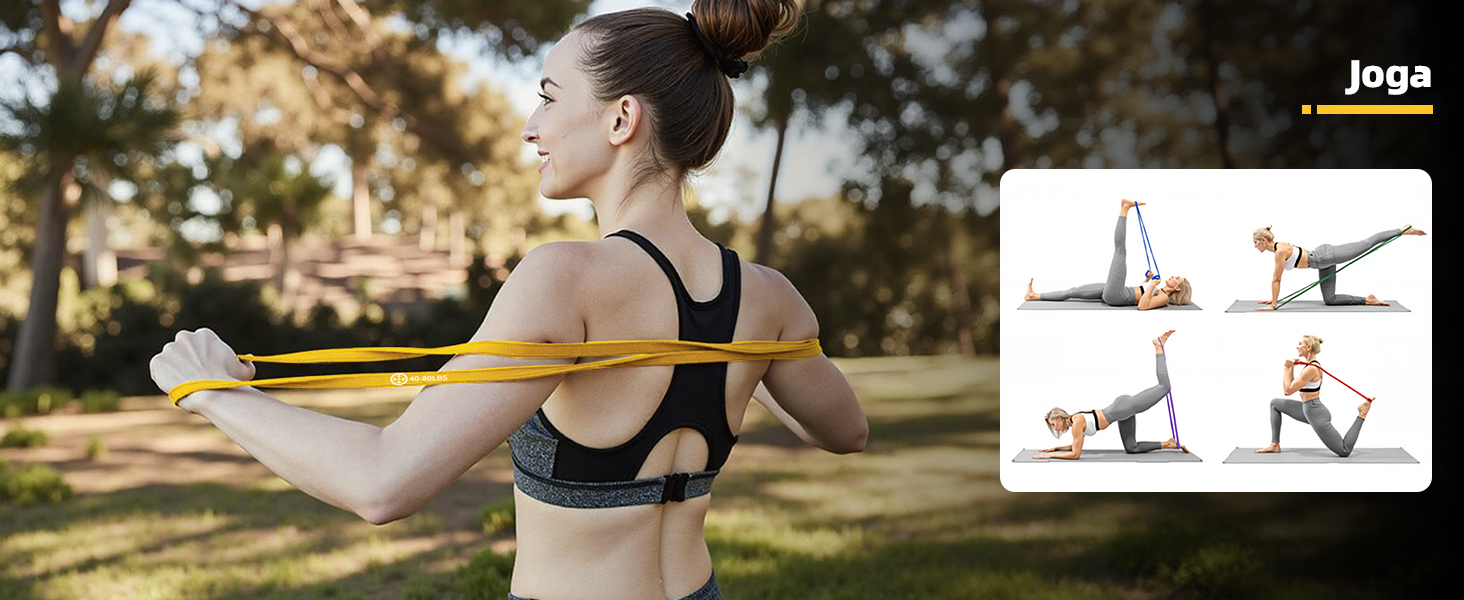 Еластичні гумки для фітнесу, тренувань та розтяжки, 6 шт. (синій, зелений, фіолетовий, жовтий, помаранчевий, чорний)