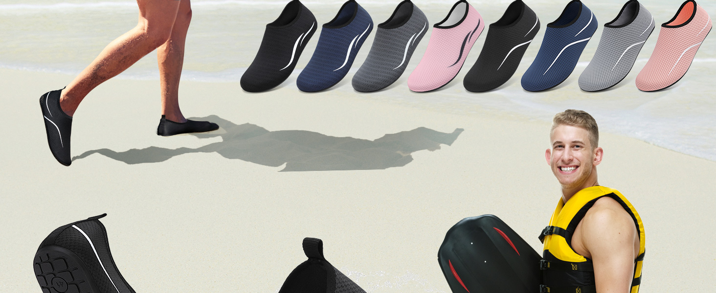 Чоловічі та жіночі водяні черевики для плавання, серфінгу та відпочинку на пляжі. Дихаючі, швидковисихаючі, унісекс, розмір 39 EU, чорний колір.