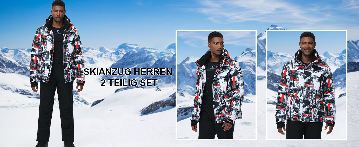 Чоловічий зимовий костюм Hotian: комплект куртки та штанів для катання на лижах, сноуборді та активного відпочинку. Розмір L, колір: червоно-білий+помаранчевий