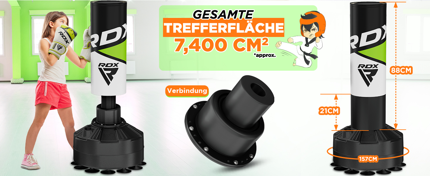 Дитячий боксерський мішок RDX 4ft з підставкою, рукавички для тренувань, MMA, кікбоксинг, бокс, рукопашний бій, муай-тай, сірий
