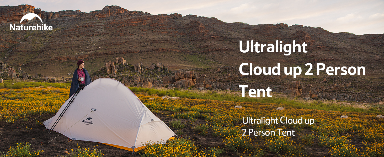 Намет Naturehike Cloud Up 2 - ультралегкий намет для кемпінгу на 2 особи, 3-4 сезон, водонепроникний, Kumquat Yellow 10D