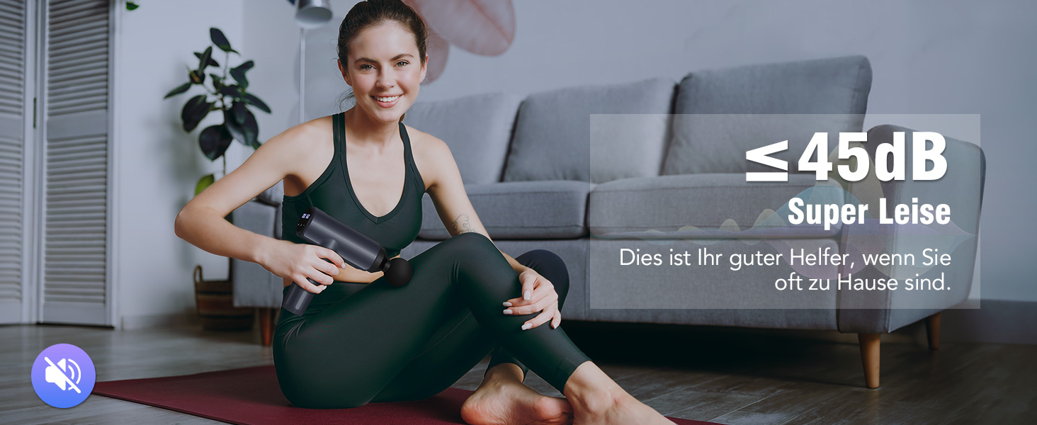Перкусійний масажер Lefity Massage Gun для м'язів: 30 рівнів швидкості, 6 насадок, LCD-дисплей, зарядка USB-C, синій