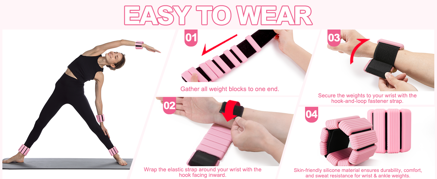 Набір фітнес-ваги для ніг та рук (2 шт., по 0,5 кг) - ваги-манжети для рук, ніг, 1 кг, регульовані. Підходять для фітнесу, йоги, пілатесу, аеробіки, ходьби, плавання. Чорний колір.