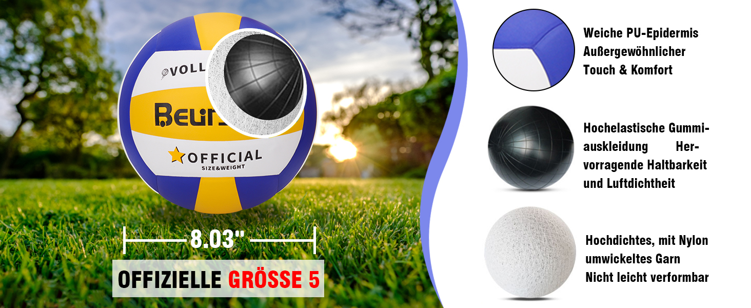 Volleyball Beurseaf: м'який дотик, пляжний волейбол, розмір 5, блакитний & жовтий