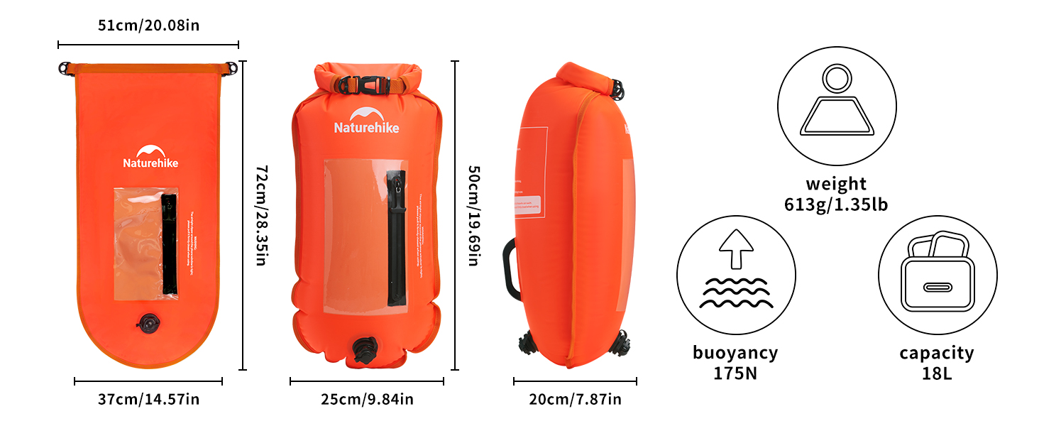 Надувна плавуча шина Naturehike 18L з двома повітряними камерами. Сумка-гідрочохол, водонепроникна пляжна сумка з регульованим поясом для плавання та відпочинку на узбережжі (Рожева/18л/Оновлена)