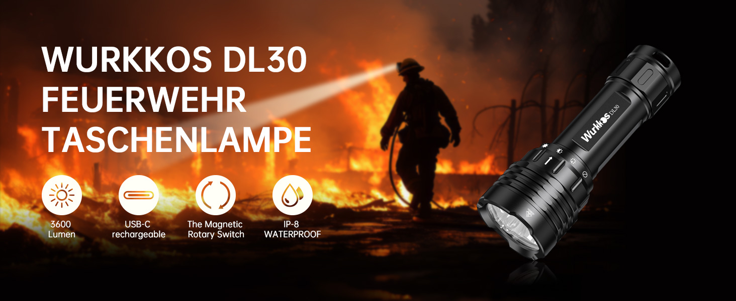 Ліхтар під водою Wurkkos DL30, 3600 Люмен, IPX8, 3* LED CRI 90 LH351D, з зарядним пристроєм