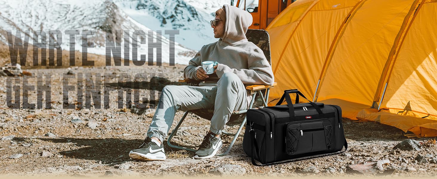 Спортивна сумка для подорожей BAGZY 70 л, водонепроникна дорожня сумка-даффл для залу, кемпінгу та відпустки, зелено-жовта