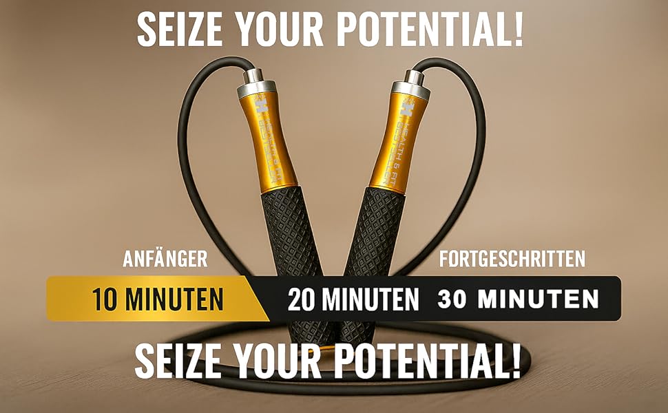 Стрибкове канат PREMIUM з металу – регульований фітнес-канат з силіконовими ручками | Для кардіотренувань, витривалості та домашніх тренувань – HEALTH & FIT