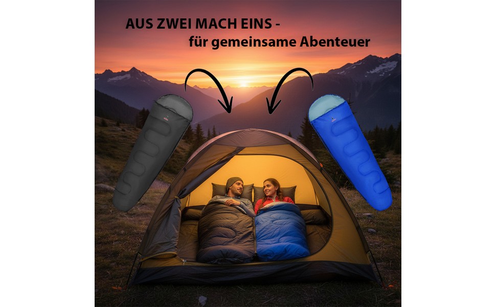 Спальний мішок ALPIDEX Mumienschlafsack 4 сезони -17°C 225x80 см, ультралегкий, для кемпінгу, трекінгу, туризму, чорний