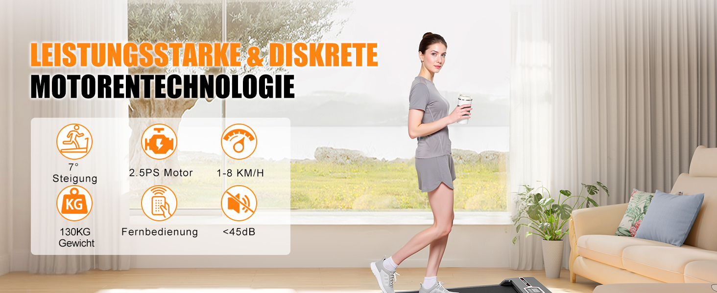 Біговий доріжка HomeFitnessCode з нахилом - ходьбовий килимок для дому, чорний та білий