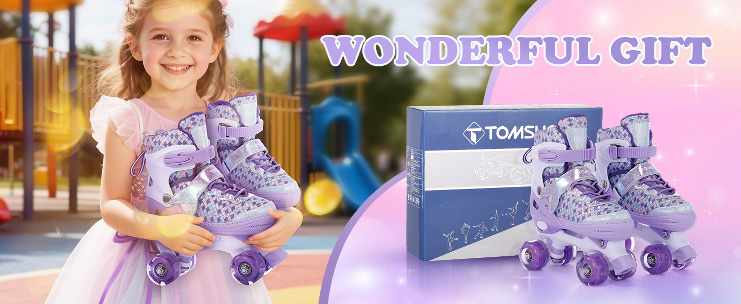 Роликові ковзани TOMSHOO для дівчаток, регульовані, з LED-підсвіткою, для початківців, дитячі, подарунок