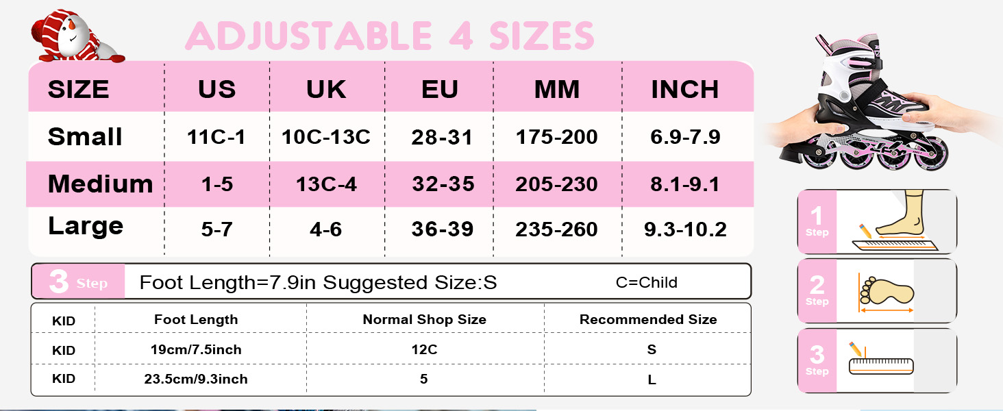 Інлайнери дитячі 2PM SPORTS Cytia Rosa/Violett, розмір 32-35, з LED-підсвічуванням, регульовані, для дівчаток та хлопчиків