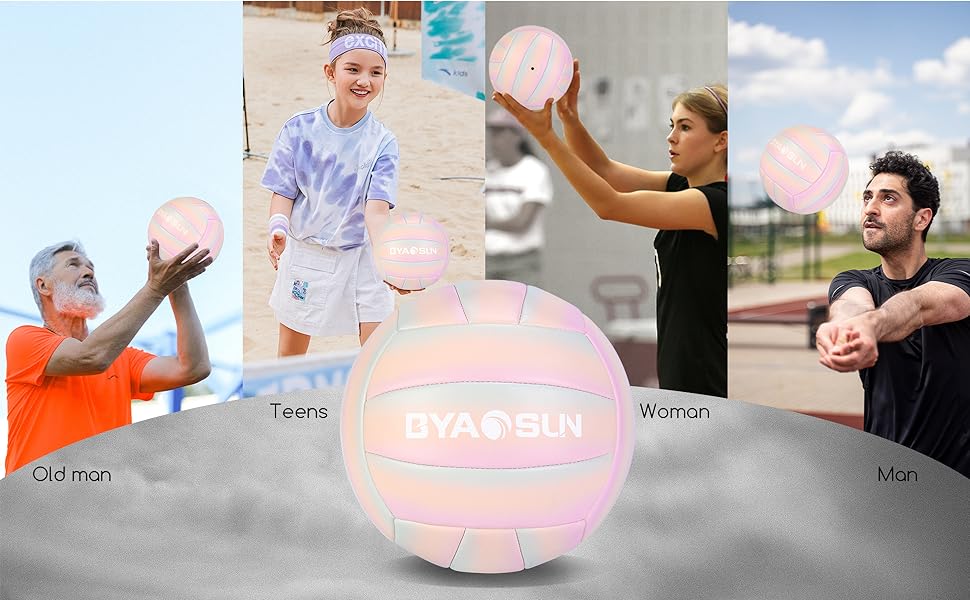 Волейбольний м'яч BYAOSUN для пляжу та залу, розмір 5, синьо-рожевий