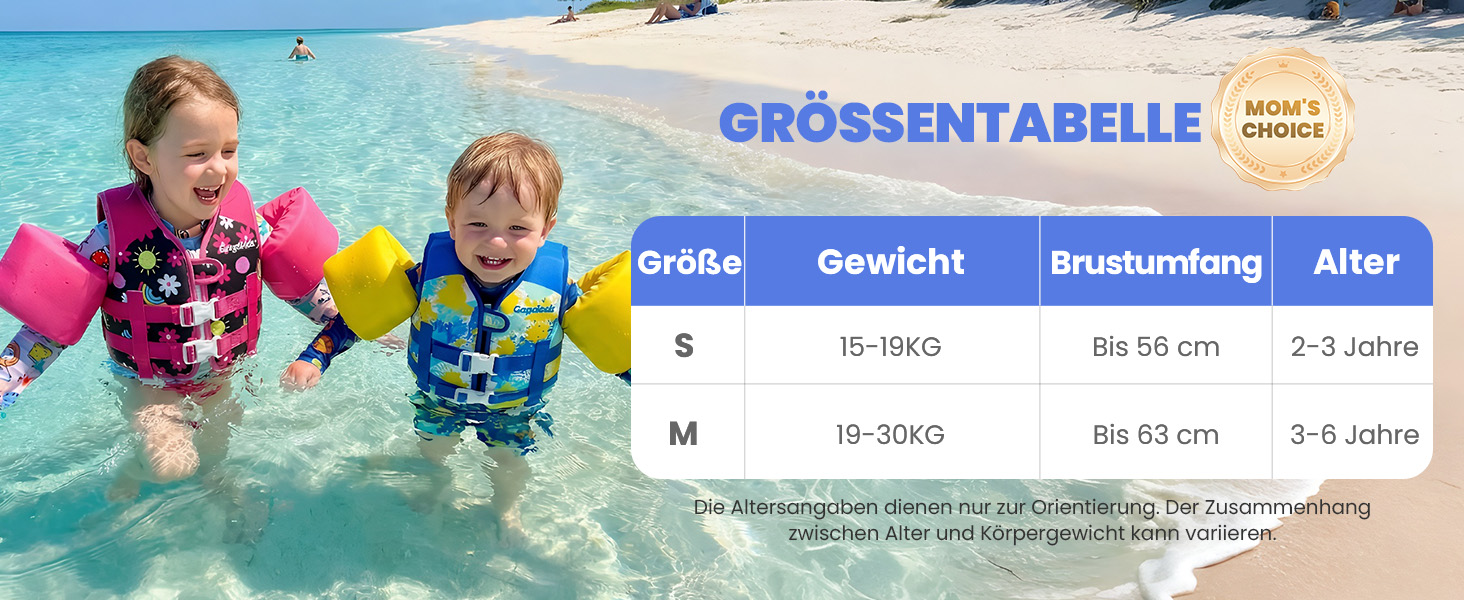 Дитячий рятувальний жилет Gogokids для плавання (2-6 років, 14-30 кг), блакитно-жовтий, з регульованими ременями