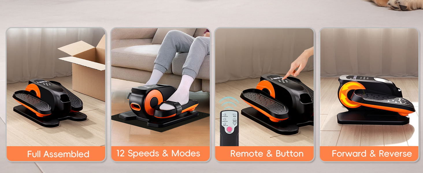 Morelax Mini Ellipsentrainer: компактний електричний тренажер для дому з пульт дистанційного керування, дисплеєм та неслизьким покриттям. Чорний колір