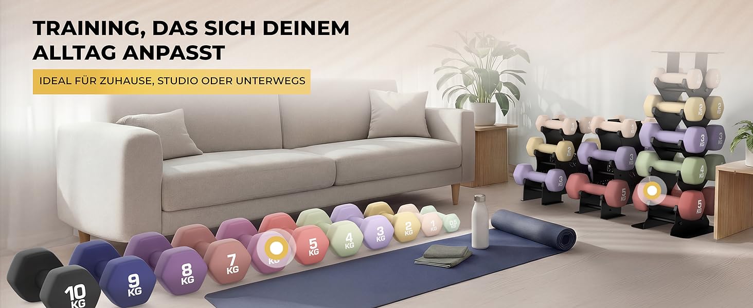 Набір гантелей HQ Germany® 2x5 кг, рожевий, для фітнесу та Pilates, Home Gym, без запаху