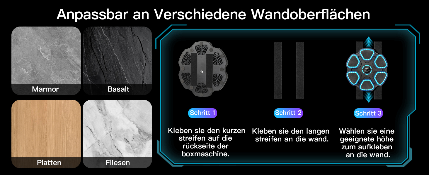 Музична боксерська машина для дорослих та дітей, настінна Bluetooth боксерська машина з музикою та боксерськими рукавичками, LED електронна боксерська машина з 11 режимами та 9 швидкостями