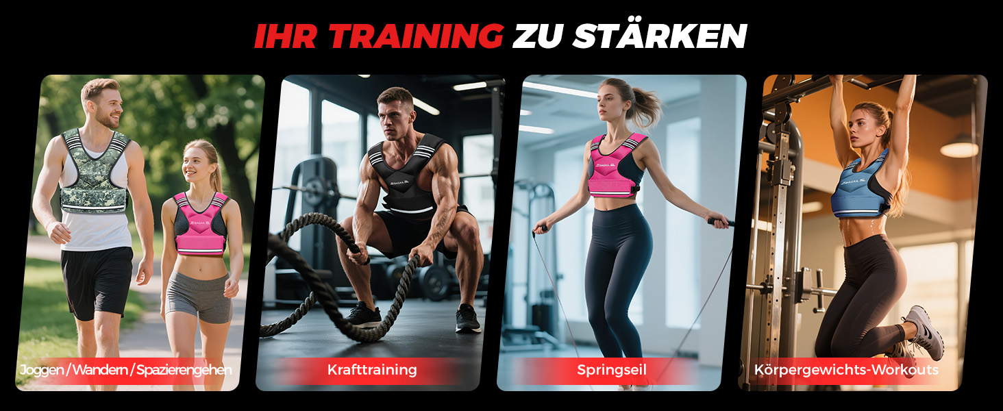 Вага для тренувань BAGAIL: регульована жилетка з відстібними вагами, 1.8-4.5 кг, чорна