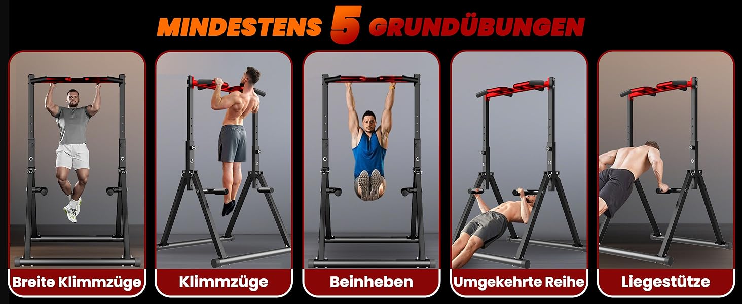 Стойка для підтягувань Klimmzugstange Freistehend - Power Tower для дому, тренажер для силових тренувань, чорний/червоний