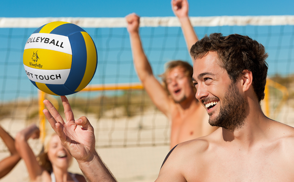 Волейбольні м'ячі Wuzfully Soft Touch для залу та пляжу, розмір 5, блакитно-жовті