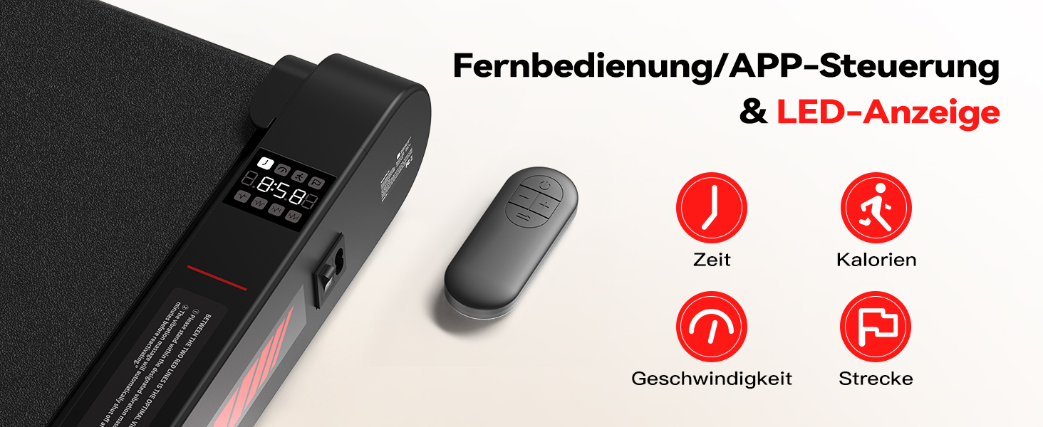 Ходувальний килимок Schwingungen з додатком, бігова доріжка для дому 6 км/год, ходувальний килимок для офісу та дистанційне керування для дому та офісу, чорний/червоний