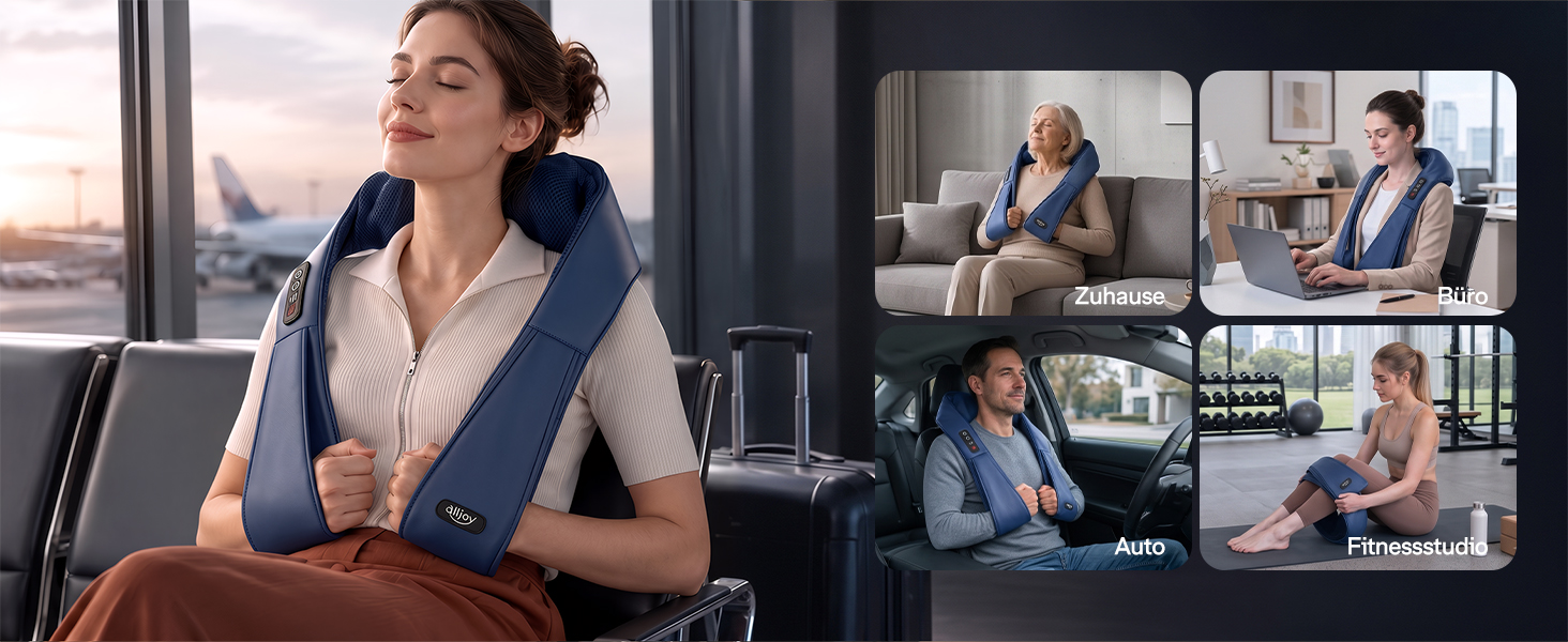 Масажер для шиї та плечей ALLJOY Shiatsu з функцією підігріву, темно-синій