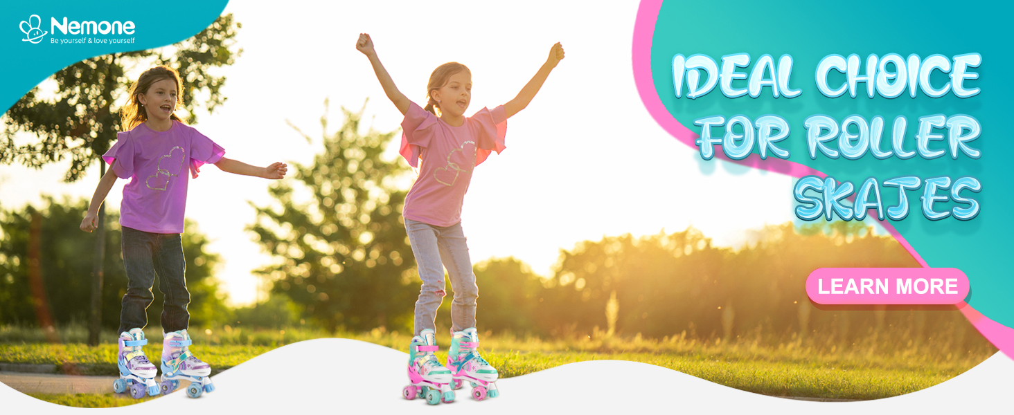 Роликові ковзани Nemone для дівчаток, розміри 37-39 EU, блакитний/фіолетовий, для катання в приміщенні та на вулиці