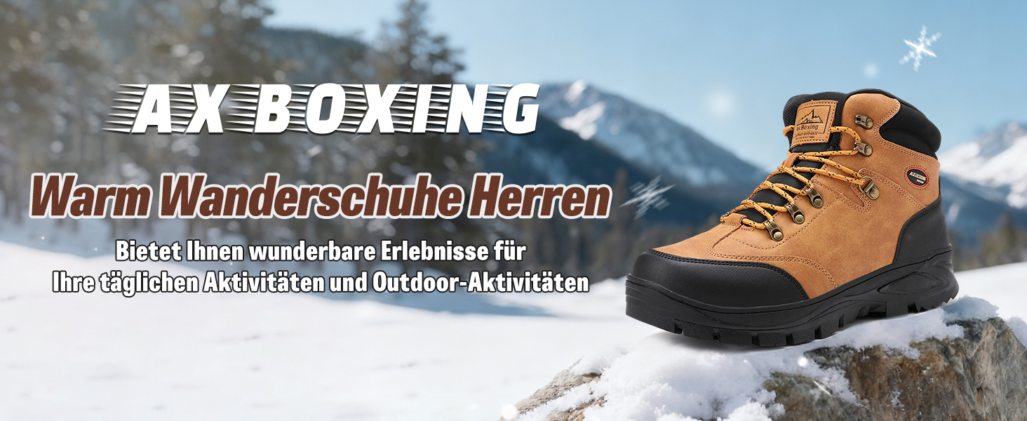 Чоловічі зимові черевики AX BOXING: утеплені, трекінгові, для хайкінгу, антиковзання, теплі снігові черевики, 41-46 EU (темно-жовтий, 46 EU)