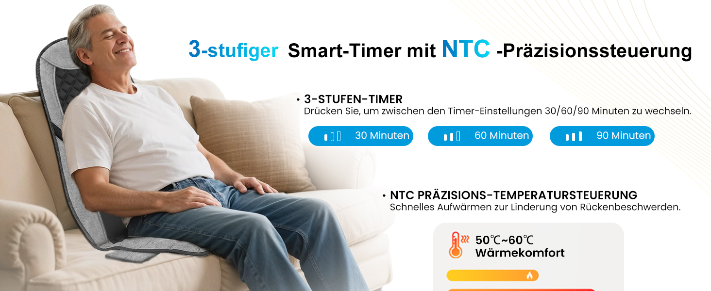 Масажний килимок Comfier з підігрівом та регульованою поперековою підтримкою, вібруючий масажний сидіння, масажер спини для зняття втоми спини, подарунок для жінок, чорно-сірий