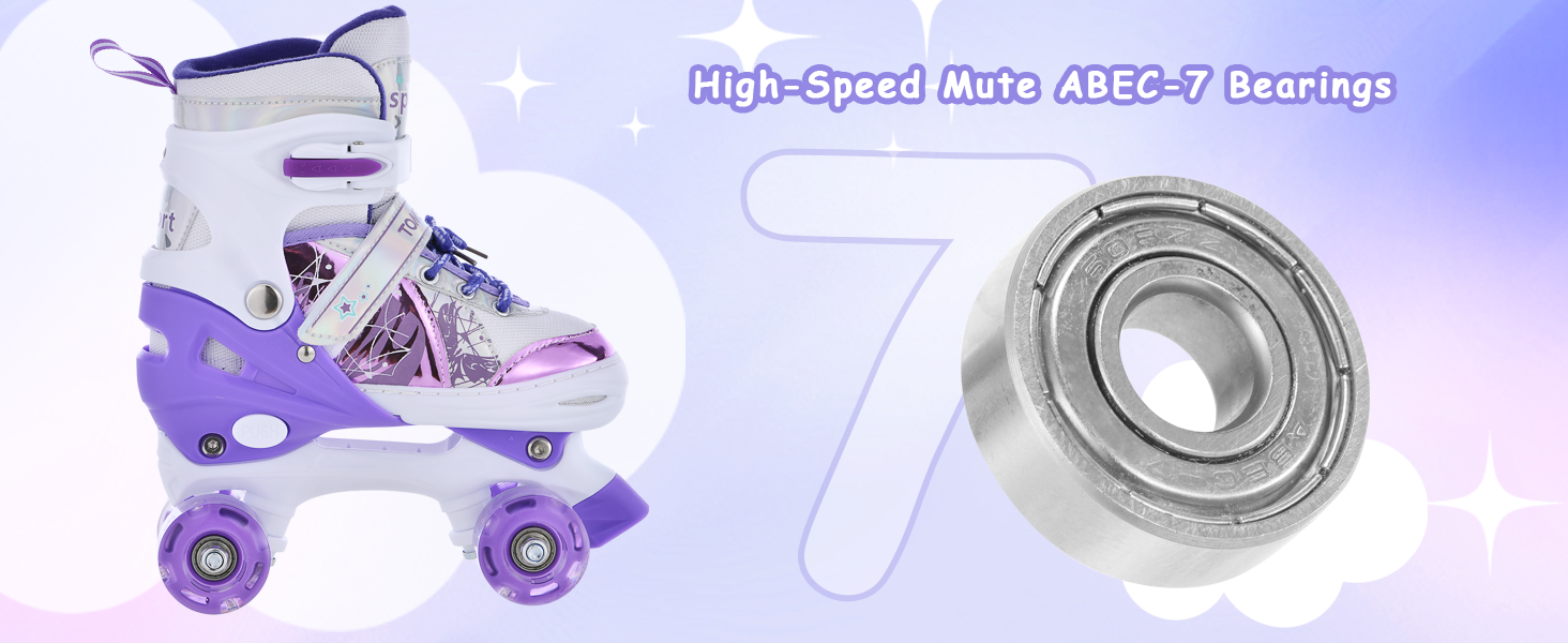 Роликові ковзани TOMSHOO для дівчаток, дитячі ролики з LED-підсвічуванням, регульовані, для початківців, розмір 32-36 EU (200-225 mm), фіолетовий колір