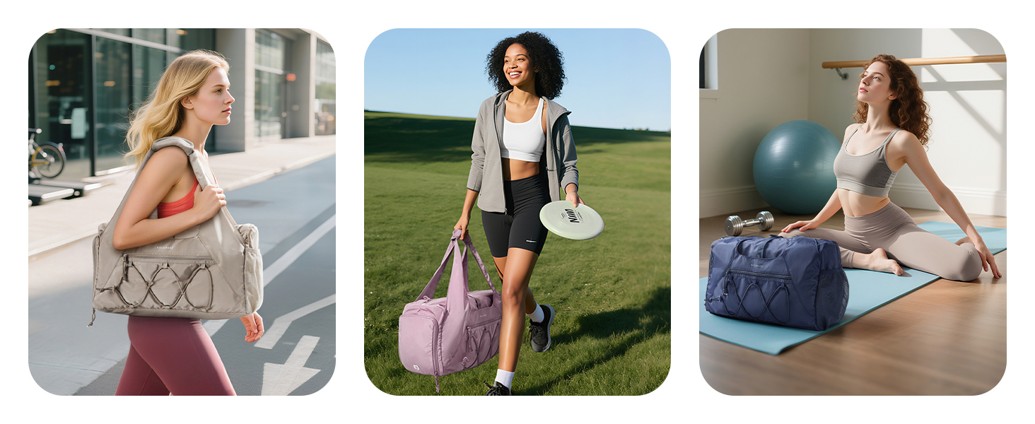 Спортивна сумка для жінок BAGSMART, легка дорожня сумка з окремим відділенням для взуття, колір: верблюжий
