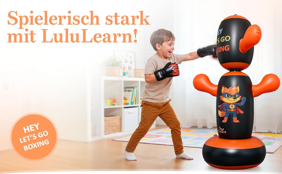 Боксерський мішок дитячий Lululearn® з поворотним верхом, з рукавичками для боксу (від 2 років) для хлопчиків та дівчаток: бокс, карате, тхеквондо