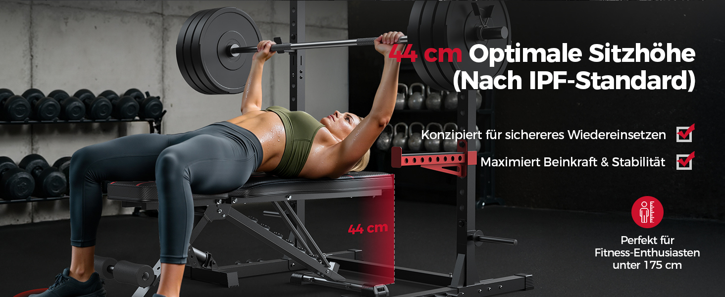 Регульована лавка для тренувань FLYBIRD з 8 положеннями спинки та 3 положеннями підніжки, вантажопідйомність до 318 кг, складана, чорно-червона