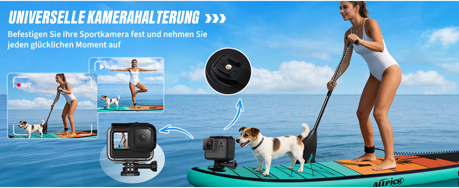 Надувний SUP-борд ALLPICK Premium Set: Комплектація для початківців та досвідчених, з кріпленням для камери, регульовим веслом, 200 кг, для відпочинку на пляжі (зелений)