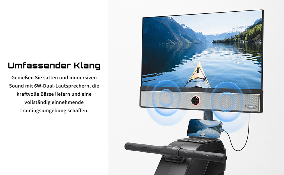 YESOUL R1 Plus: Гребний тренажер для дому з 21.5' FHD екраном, 360° обертанням, магнітним опором та 100 рівнів навантаження