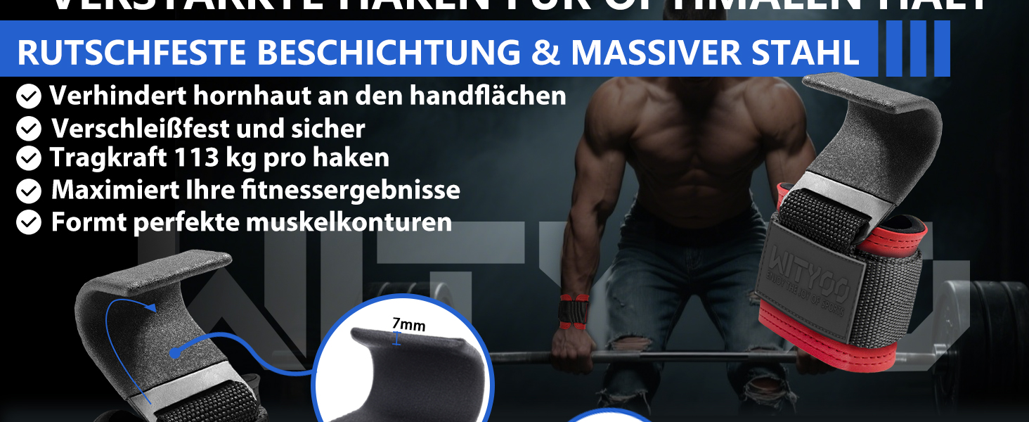 Навантажувальні петлі для важкої атлетики Zughilfen, фітнесу та пауерліфтингу, чорні. Підходять для чоловіків та жінок, для силового тренування, кросфіту та важкої атлетики.