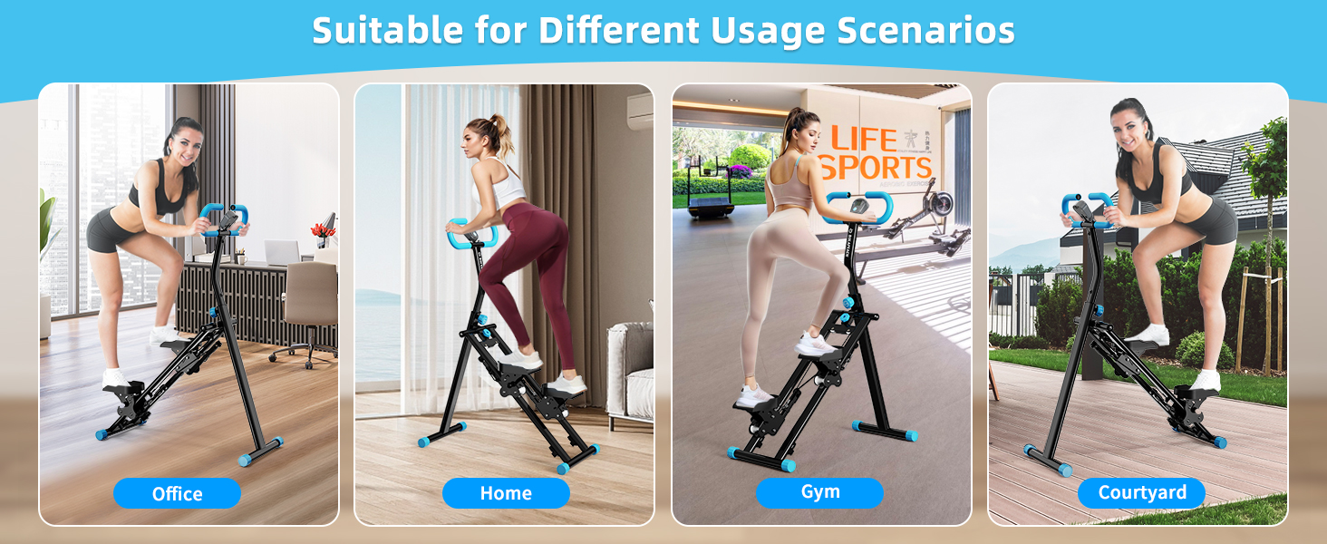 Вертикальний тренажер для кардіо, сходиця для дому, вертикальний альпініст з LCD-дисплеєм, 3 рівні складності, блакитний