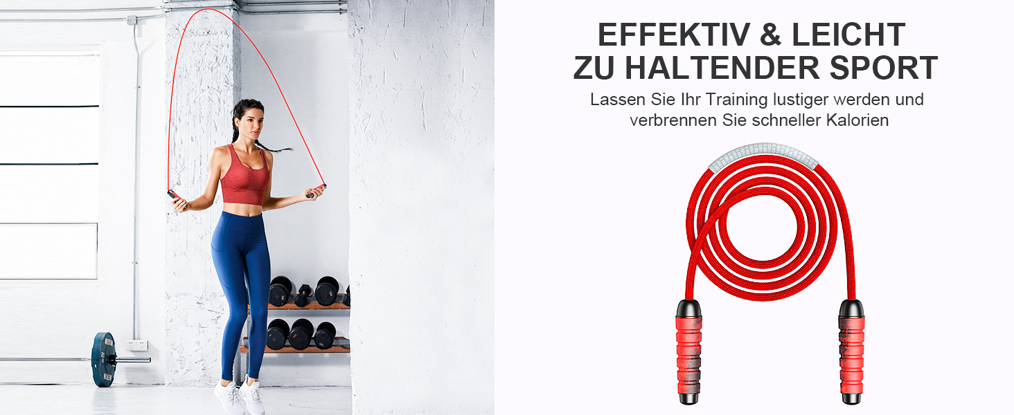 Скакалка Springseil: регульована, довговічна, з підшипниками 360°, без скручування, з ручками з Memory Foam, антиковзка, з сумкою для перенесення