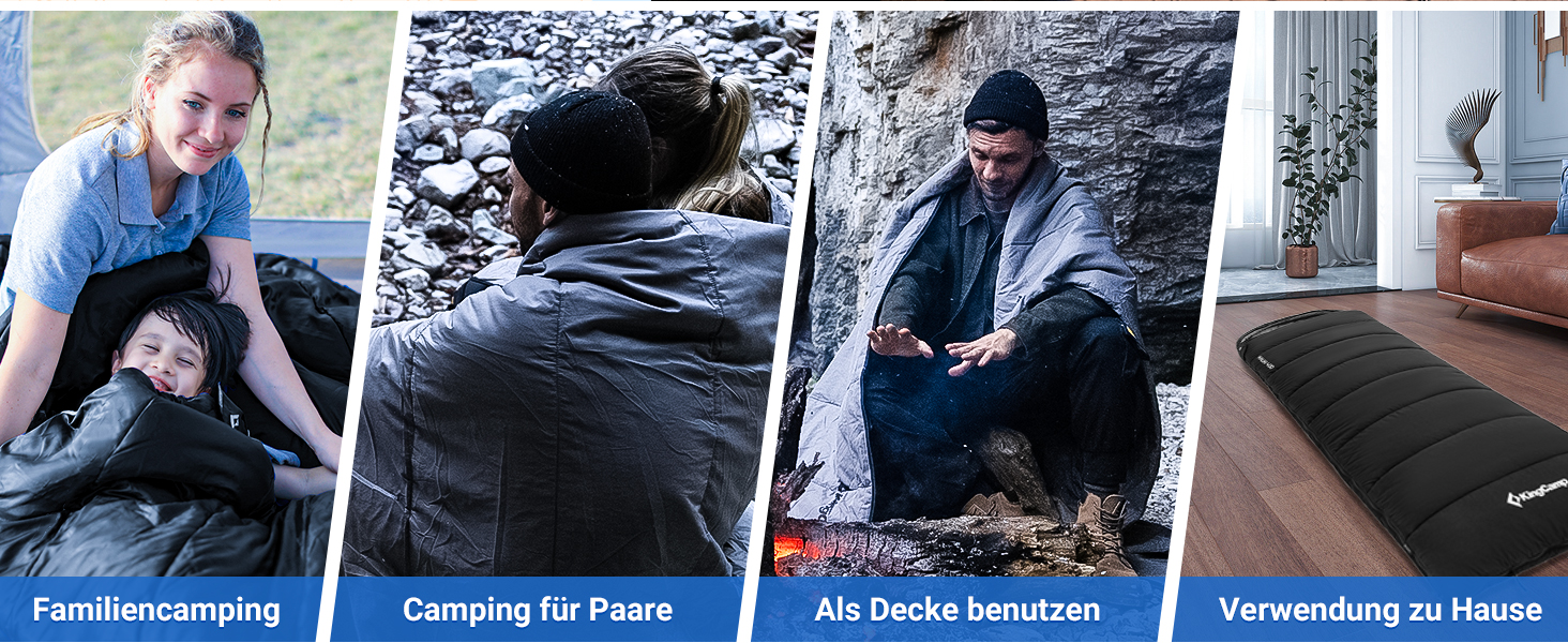 Сплячий мішок KingCamp для дорослих 3-в-1 з бавовняним флісовим підкладкою, зимовий, XXL, легкий, теплий, знімний ковдри, для туризму та відпочинку