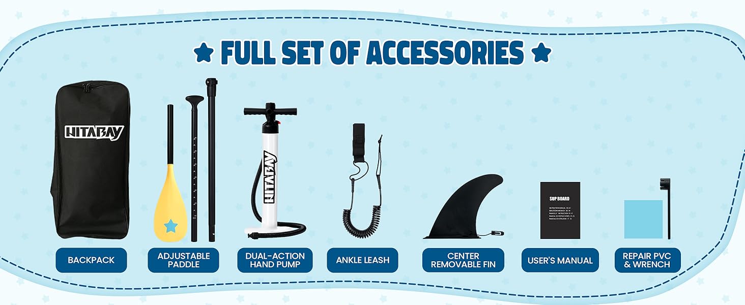 Надувне SUP-борд для дітей та підлітків (жовта зірка) - комплект з аксесуарами