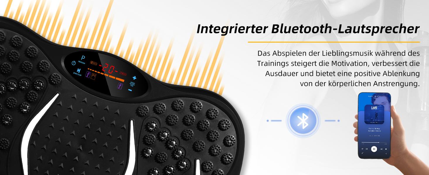 Віброплатформа EVOLAND 3D для фітнесу з 5 програмами, Bluetooth та 2 гумками для тренувань вдома