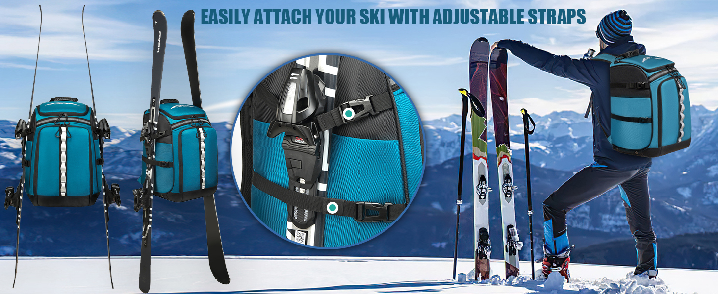 Чохол для лижних черевиків з відділенням для шолома, 65L, нейлон, рюкзак для лиж, роликів, ковзанів, чорний